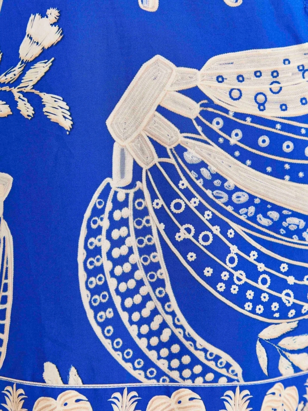 FARM Rio Blue and White LACE BANANA Printed ROMPER SIZE S - Picture 5 of 6